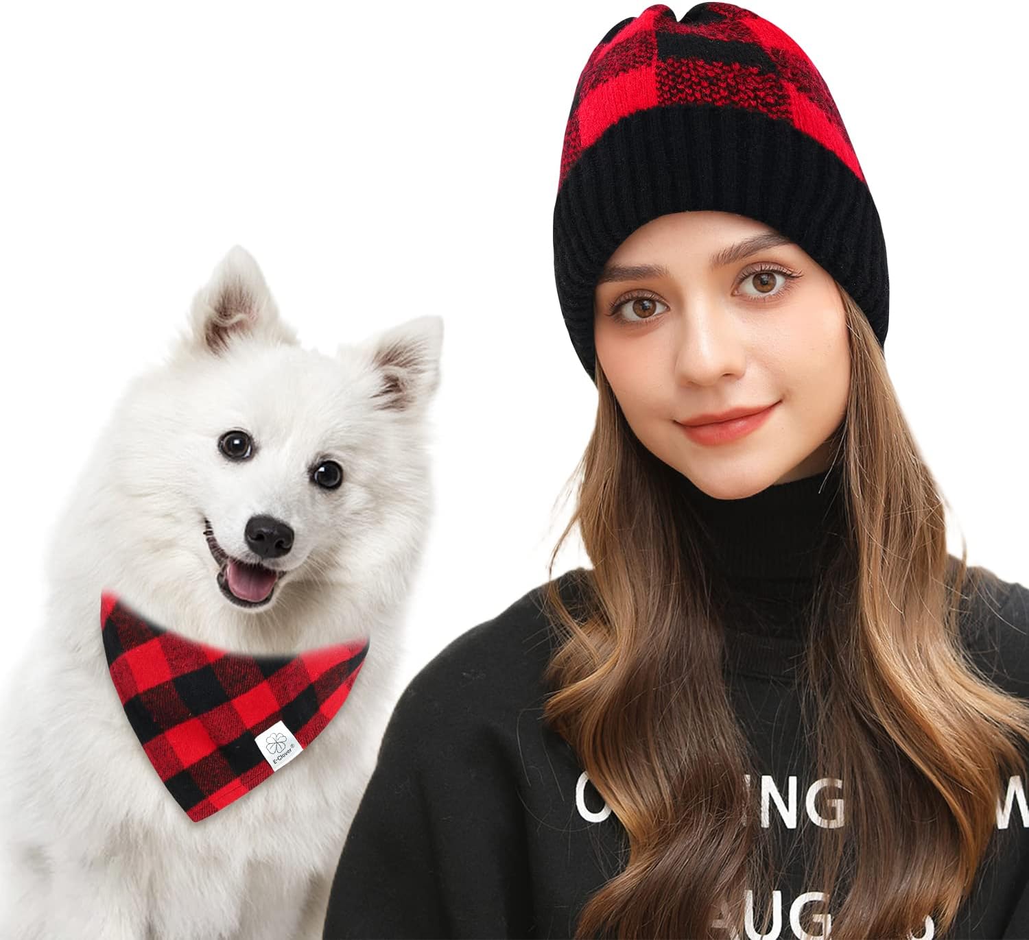 matching dog bandana and hat for owner