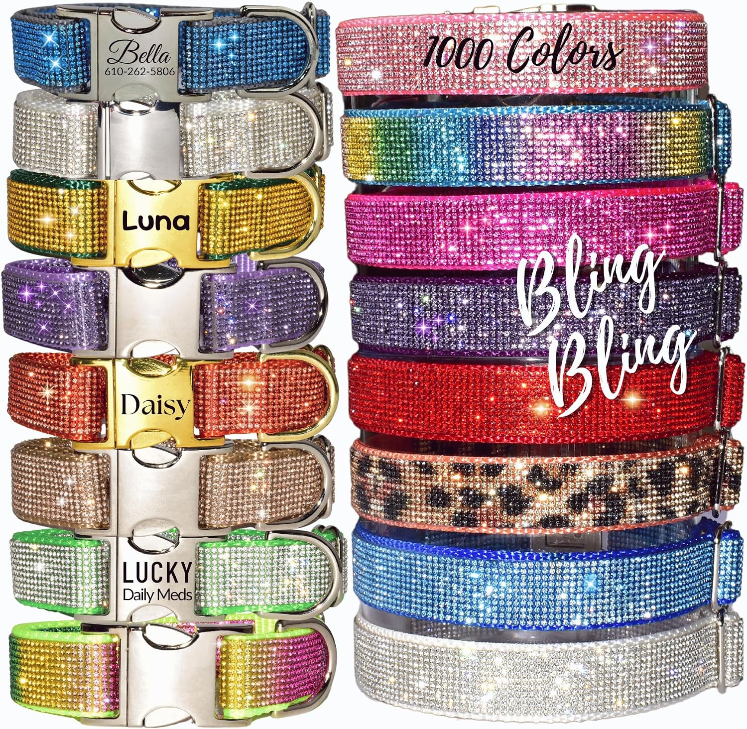 colorful rhinestone dog collars