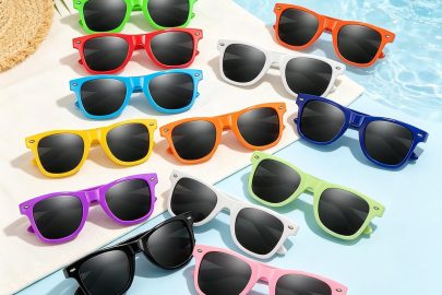 A pile of bright sunglasses