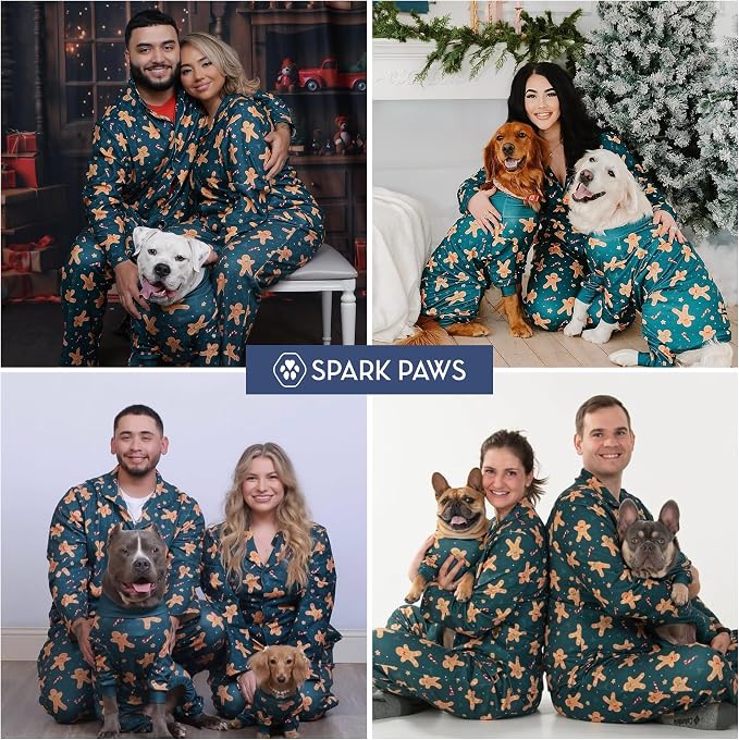 dog and owner wearing loungewear