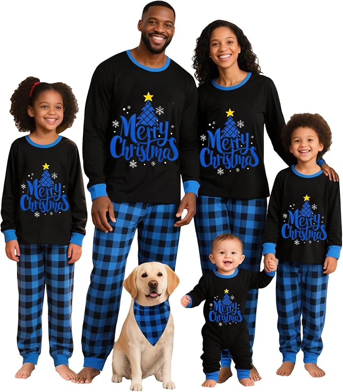 blue plaid matching pjs
