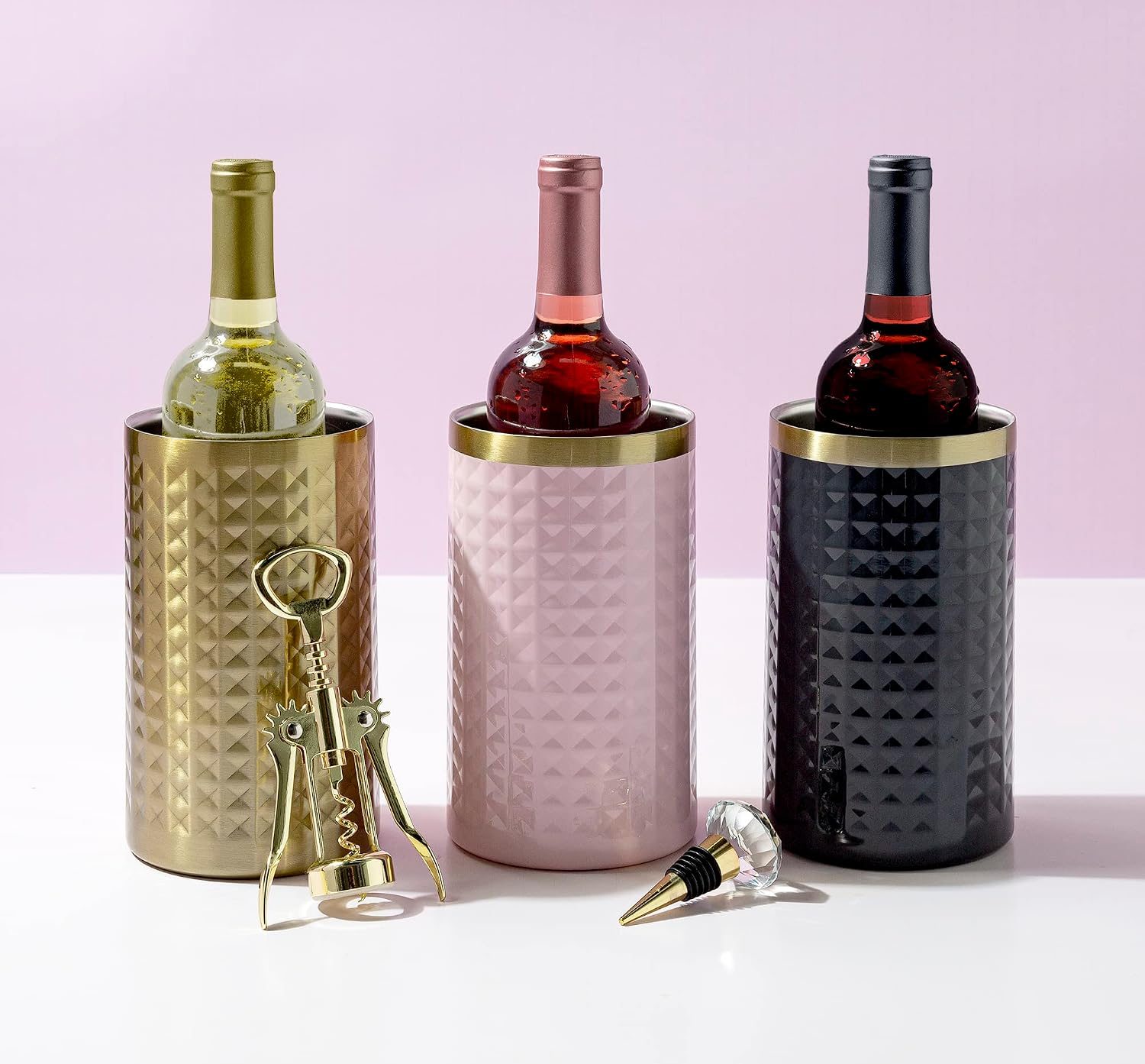 3 bottles of wine in bottle chillers