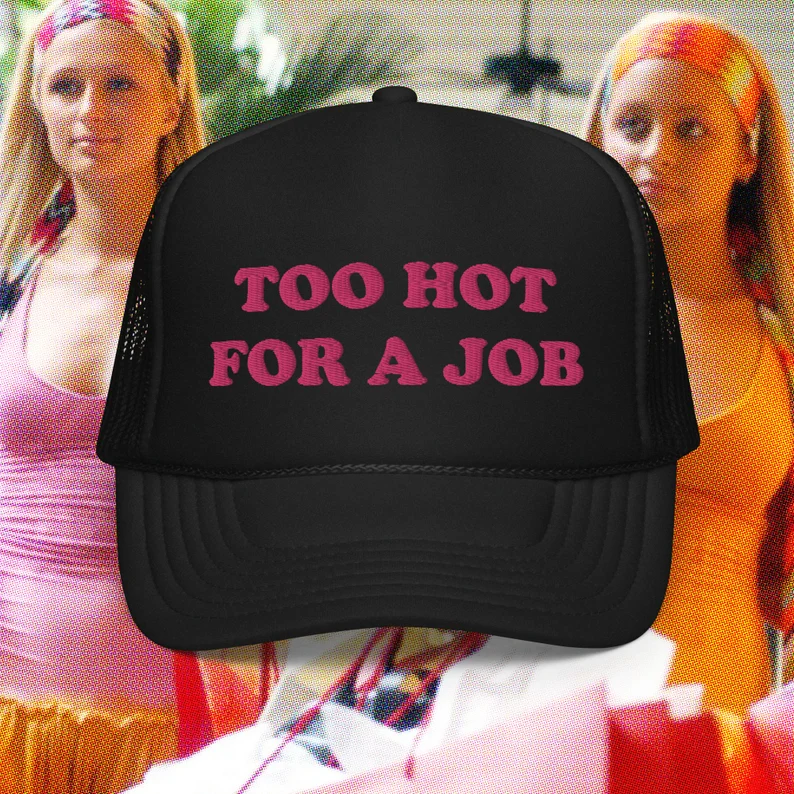 paris hilton hat black with pink lettering