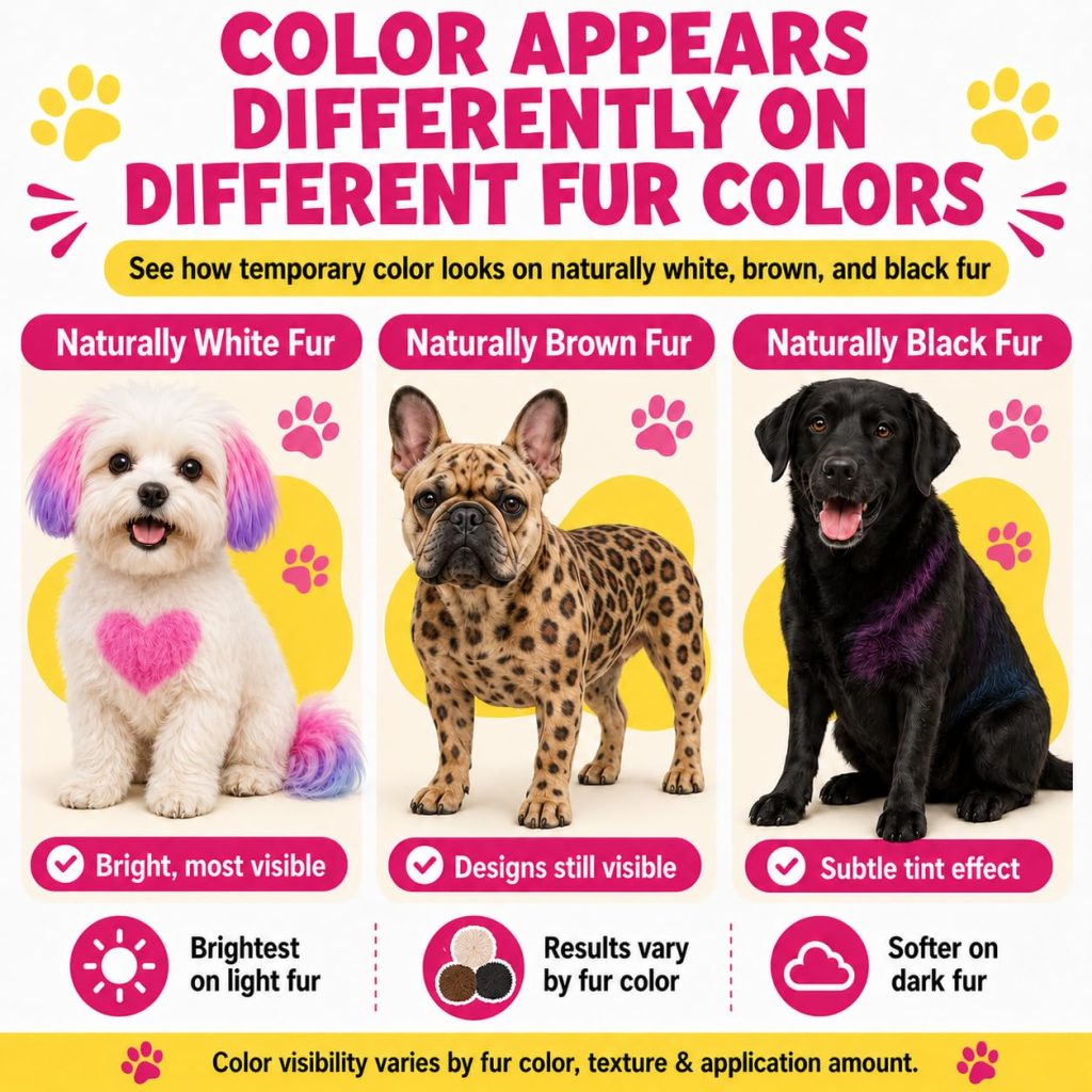 different dogs wearing temporary pet dye