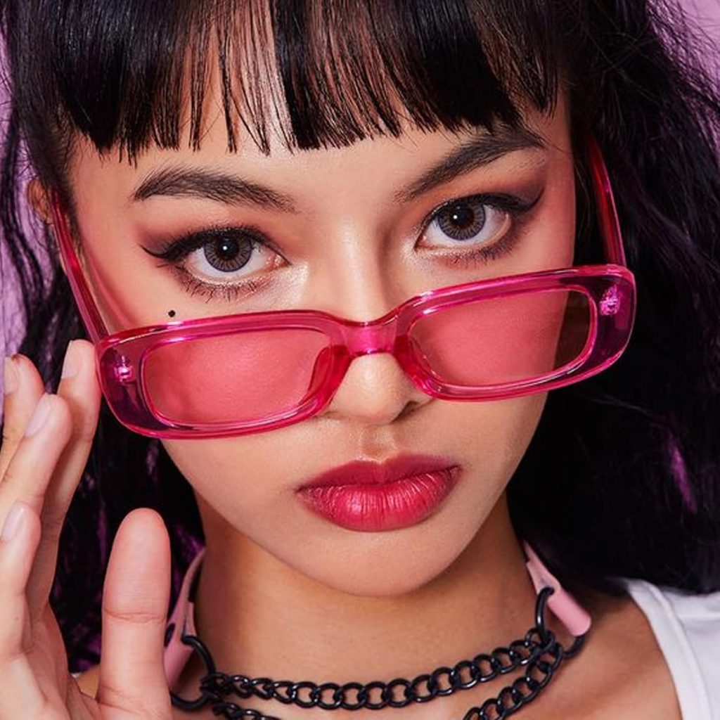 pink sunnies on woman