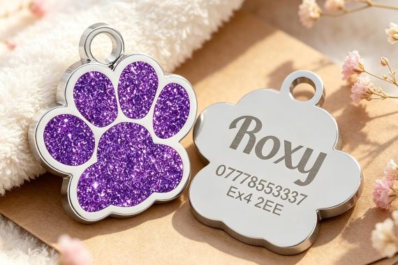 Glitter Bling Dog ID Tag in a Variety of Colors for Matching Outfits