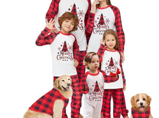 Matching Holiday Pajamas and Doggy Bandana