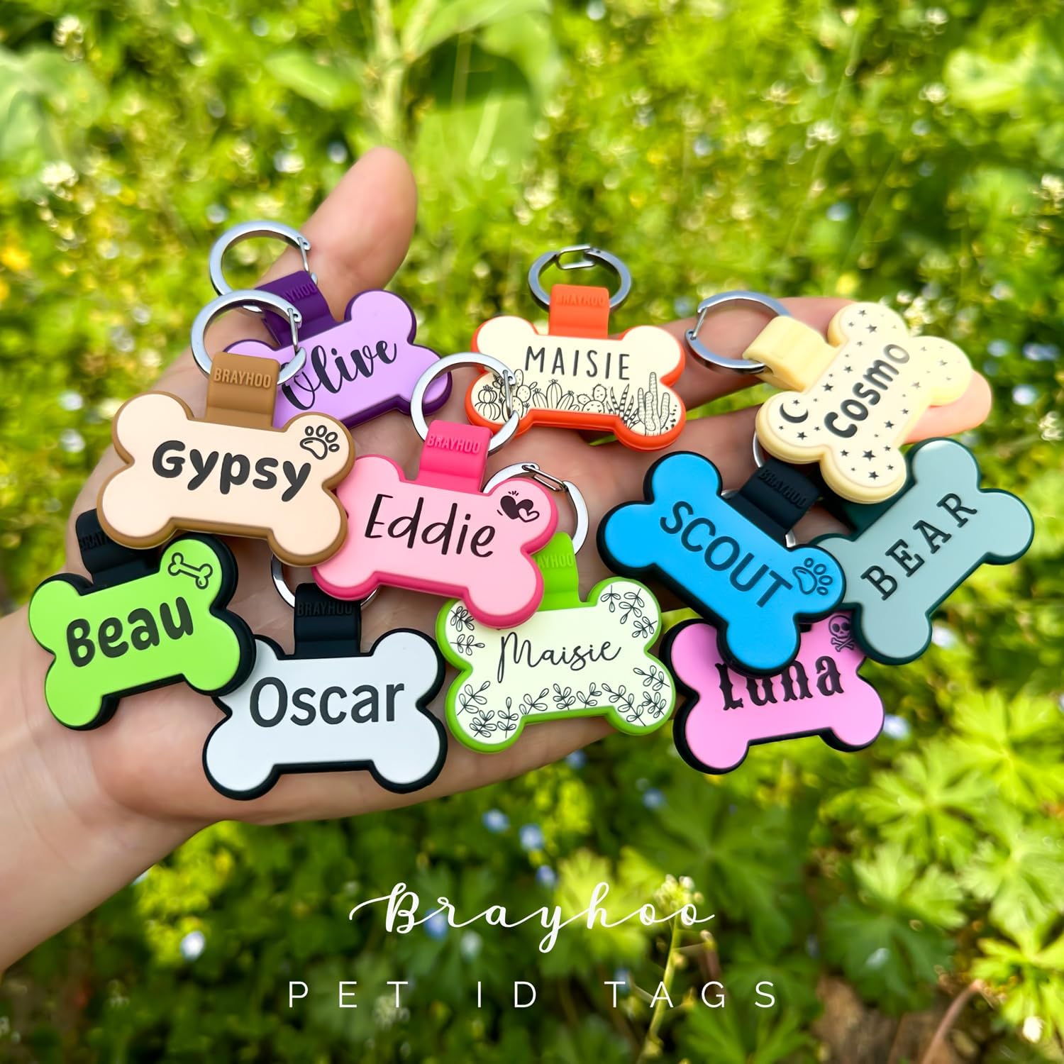 colorful dog id tags