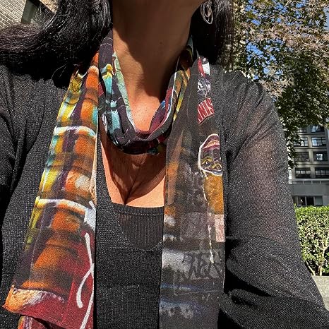 woman wearing colorful scarf