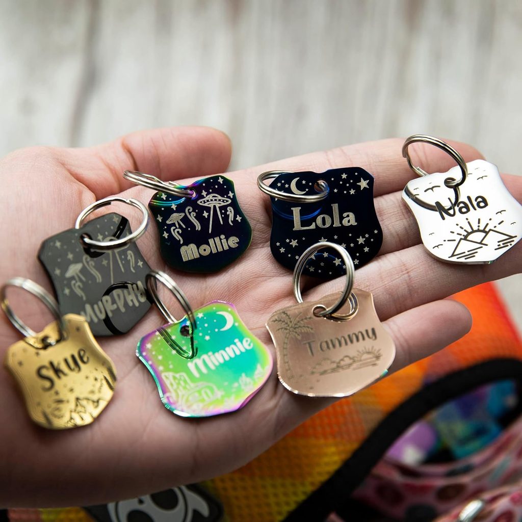 colorful dog id tags