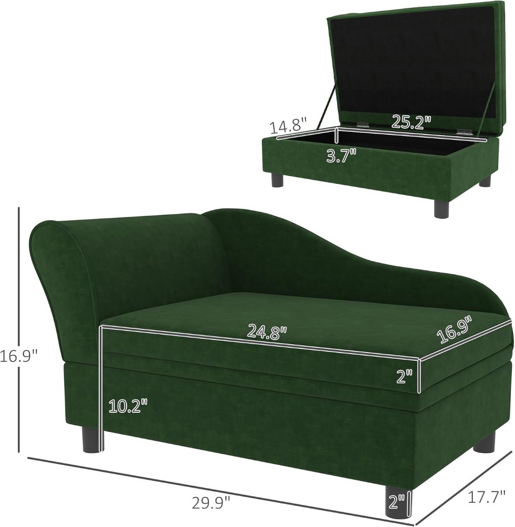 green dog bed with dimensions