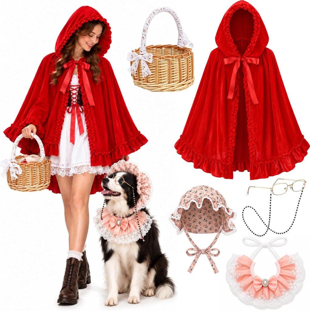 woman wearing red cape costume