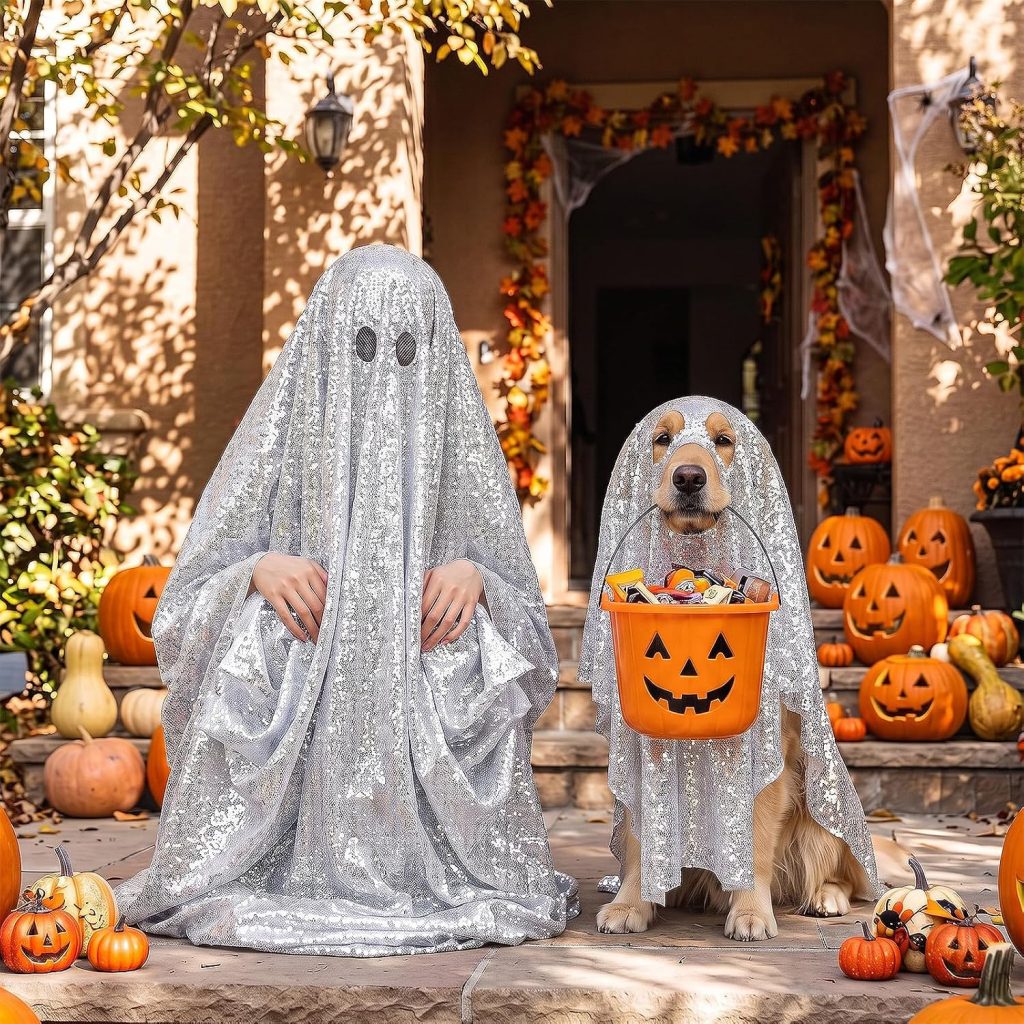matching halloween dog and owner ghost costumes