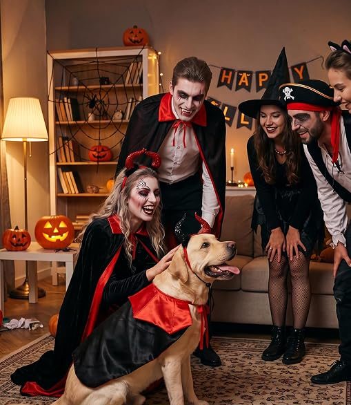 halloween matching dog and owner vampire costumes